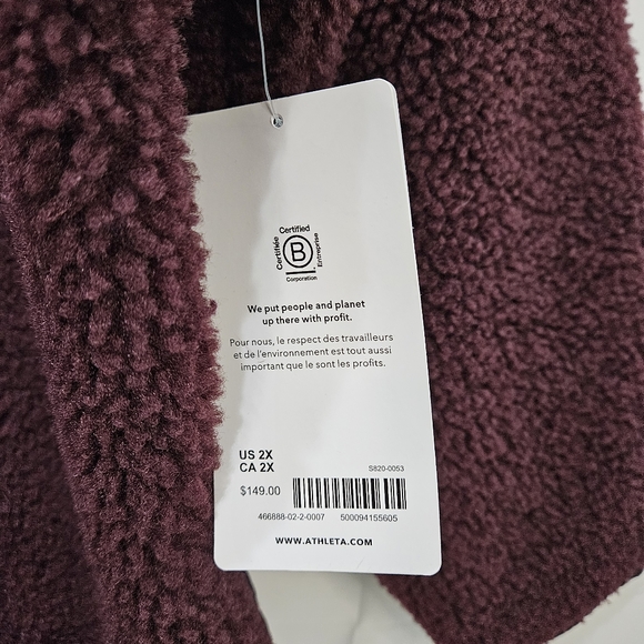 Athleta Sherpa Pullover Sweatshirt Half Button Up Plum Purple Size 2X. NWT! - Picture 4 of 9